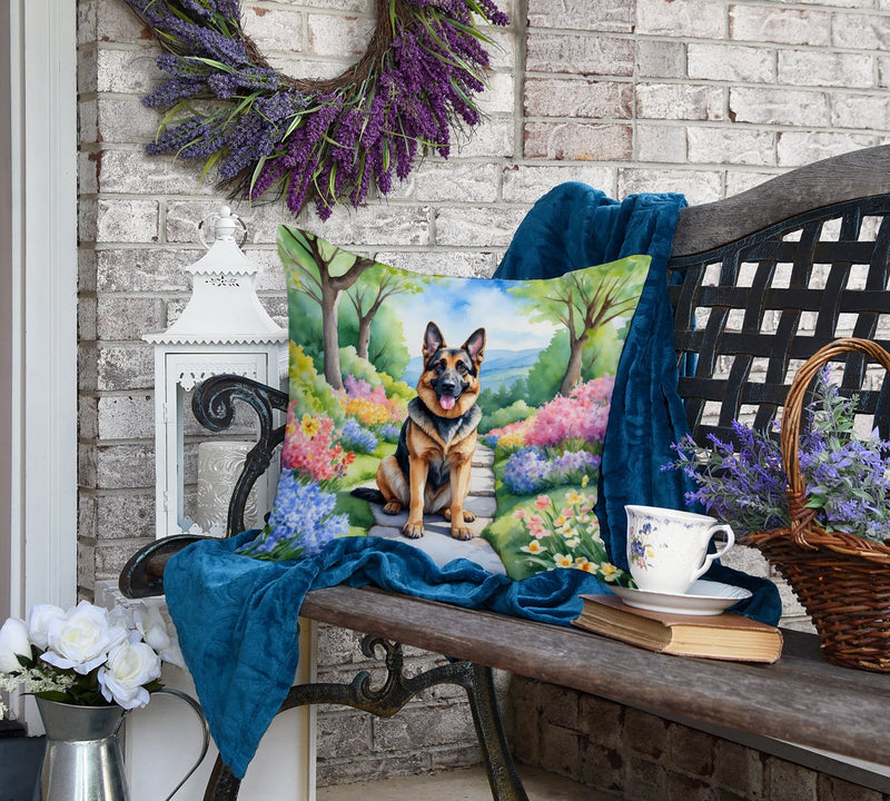 German Shepherd Spring Path Throw Pillow