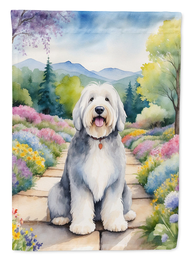 Old English Sheepdog Spring Path House Flag