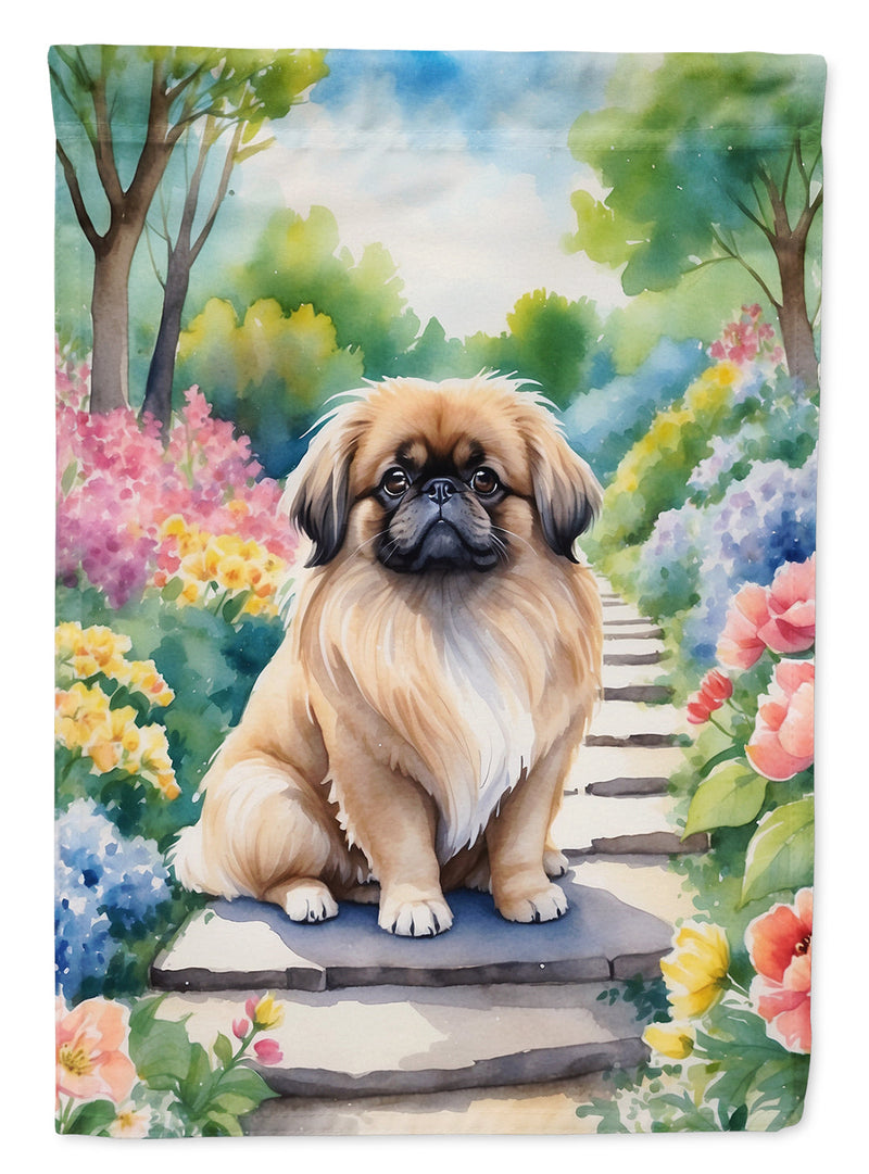 Pekingese Spring Path House Flag