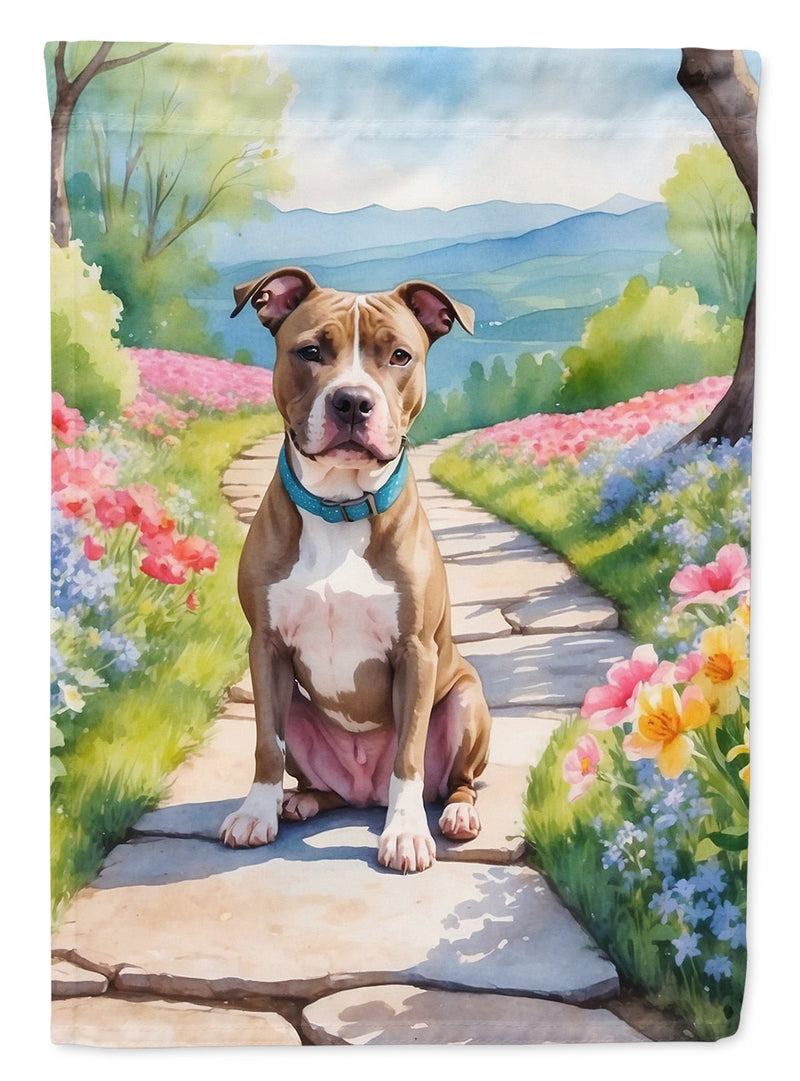 Pit Bull Terrier Spring Path House Flag