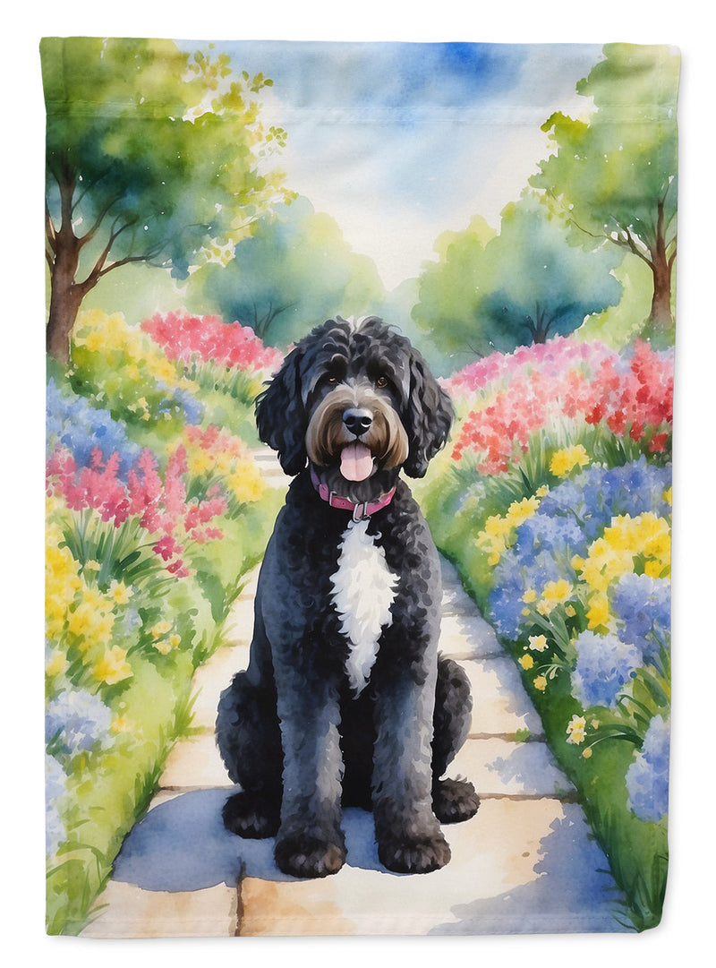 Portuguese Water Dog Spring Path House Flag