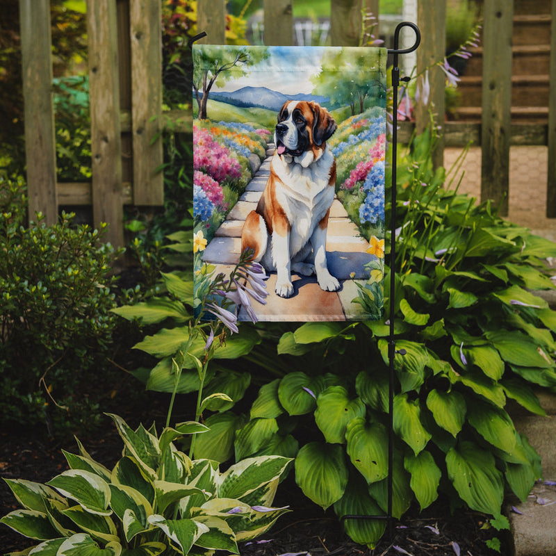 Saint Bernard Spring Path Garden Flag