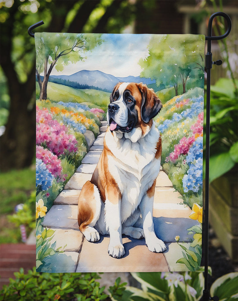 Saint Bernard Spring Path Garden Flag