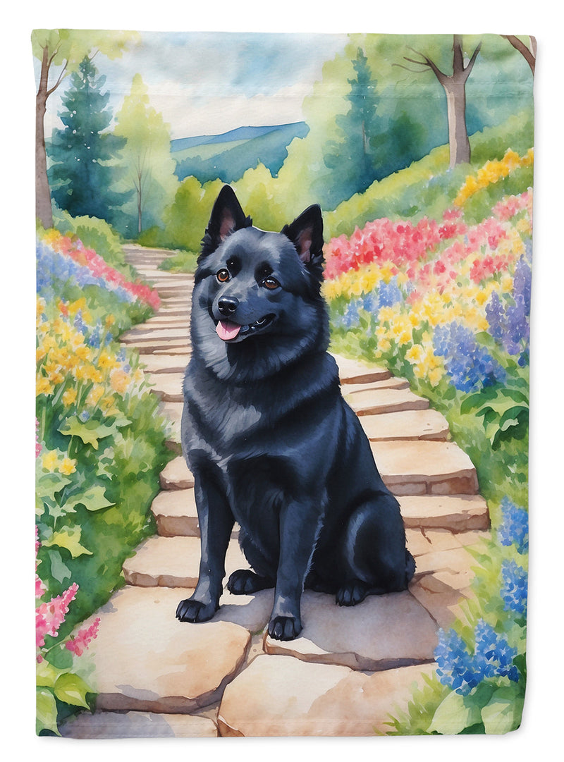 Schipperke Spring Path House Flag