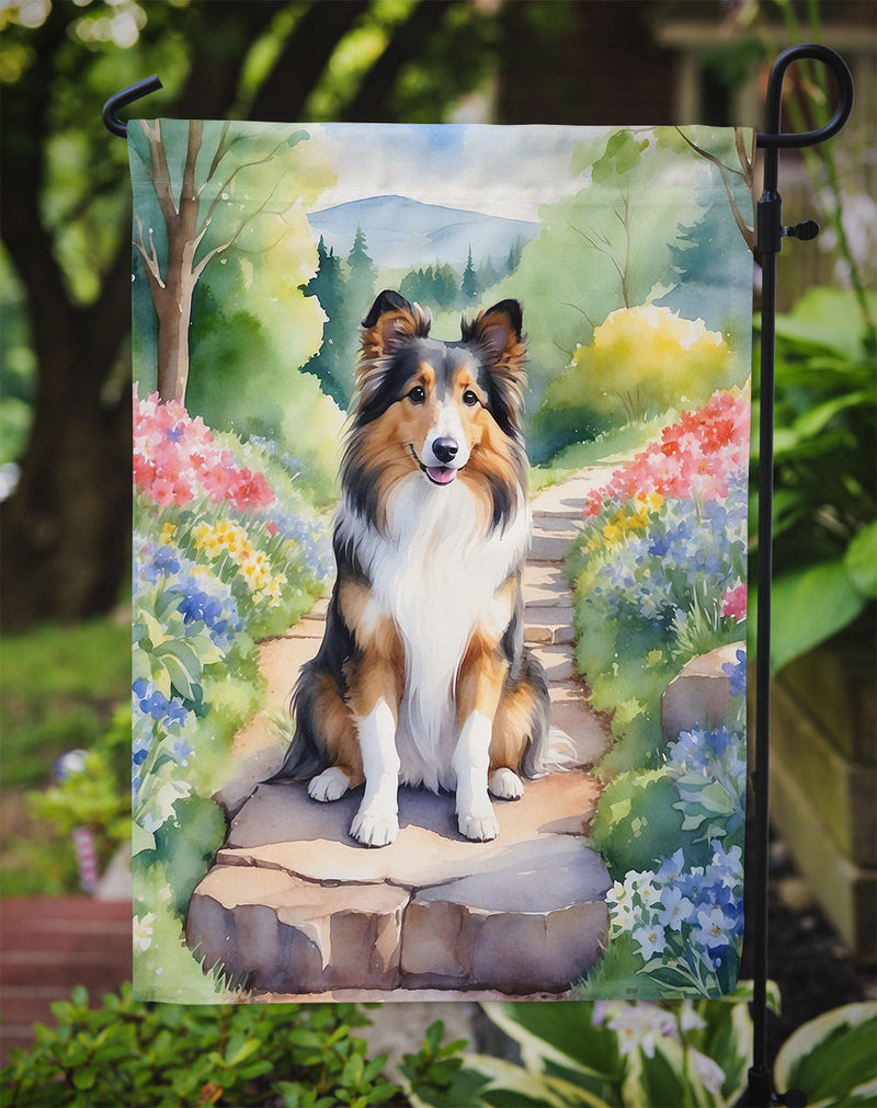 Sheltie Spring Path Garden Flag