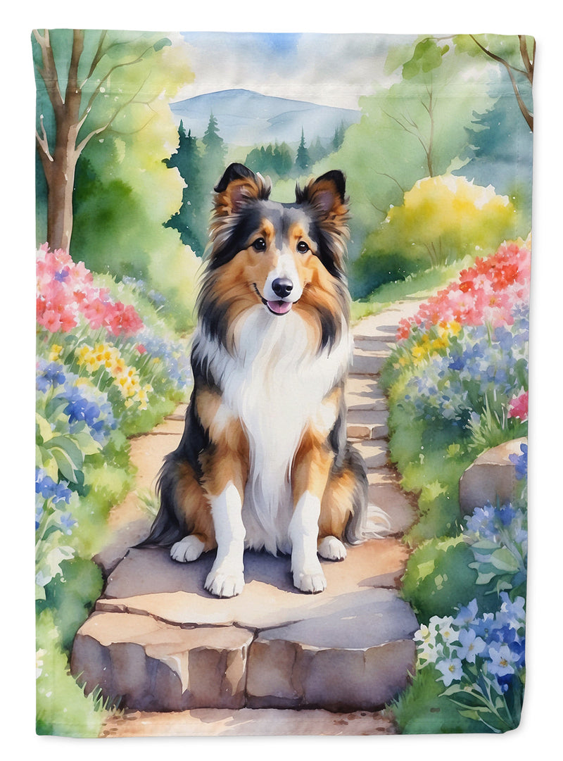 Sheltie Spring Path Garden Flag