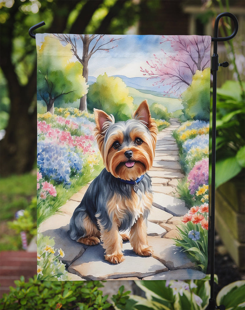 Yorkshire Terrier Spring Path Garden Flag