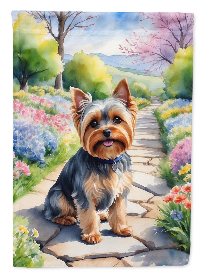 Yorkshire Terrier Spring Path Garden Flag