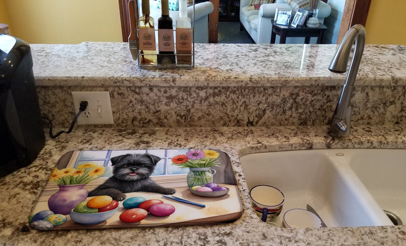 Decorating Easter Affenpinscher Dish Drying Mat