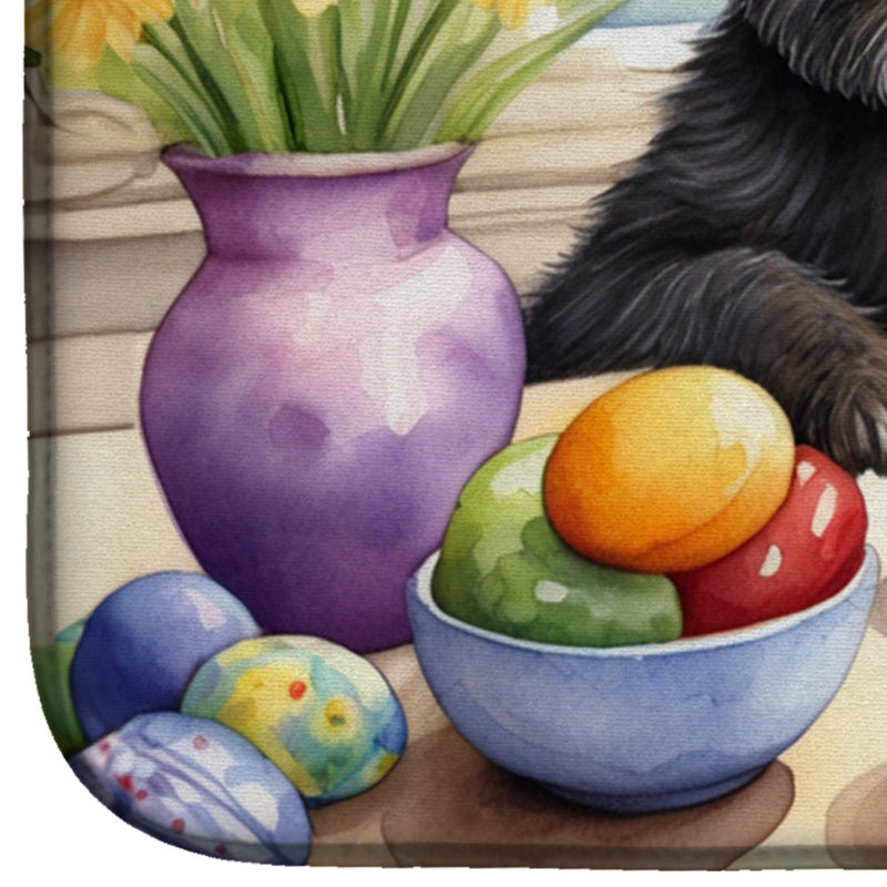 Decorating Easter Affenpinscher Dish Drying Mat