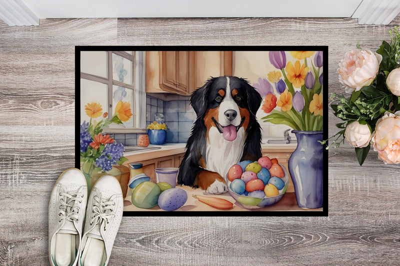 Decorating Easter Bernese Mountain Dog Doormat