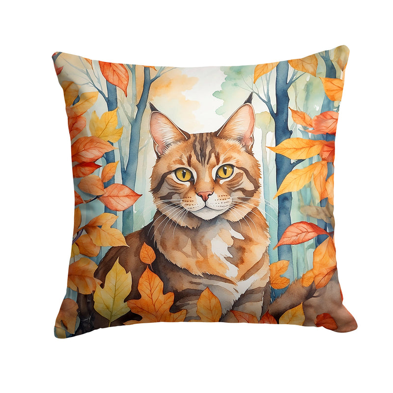 Sokoke Cat in Fall Leaves Throw Pillow