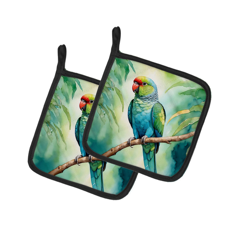 African Ringneck Parrot Pair of Pot Holders