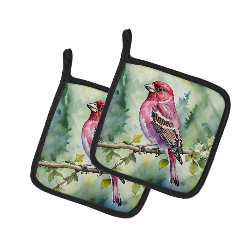 New Hampshire Purple Finch Pair of Pot Holders