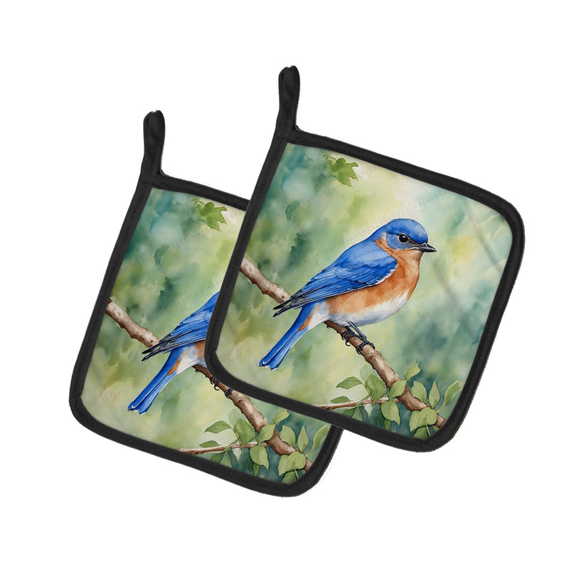 New York Eastern Bluebird Pair of Pot Holders