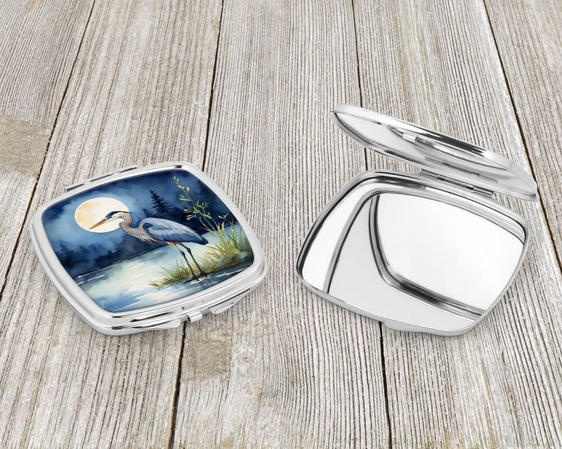 Blue Heron Under the Moonlight Compact Mirror