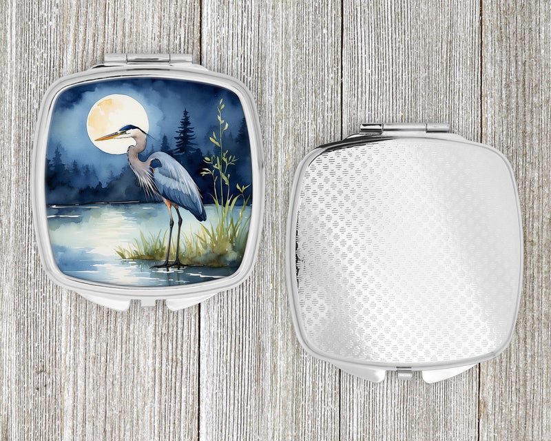 Blue Heron Under the Moonlight Compact Mirror