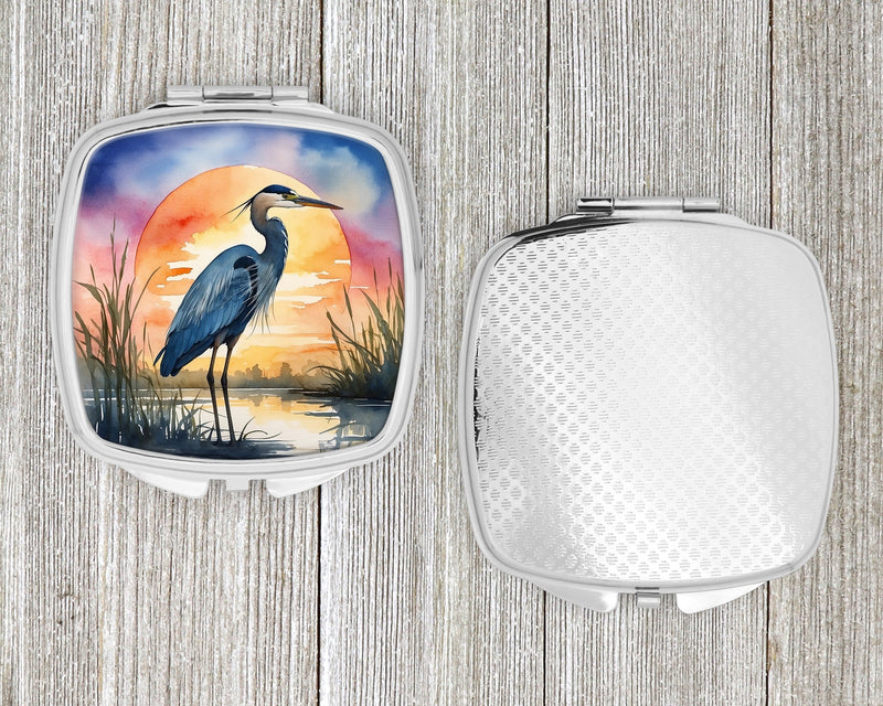 Blue Heron Setting Sun Compact Mirror