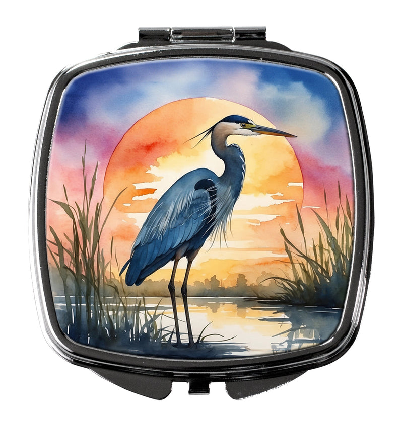 Blue Heron Setting Sun Compact Mirror