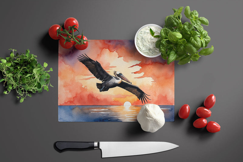 Pelican Fiery Sunset Glass Cutting Board