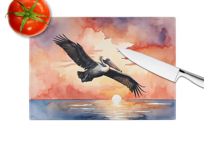 Pelican Fiery Sunset Glass Cutting Board