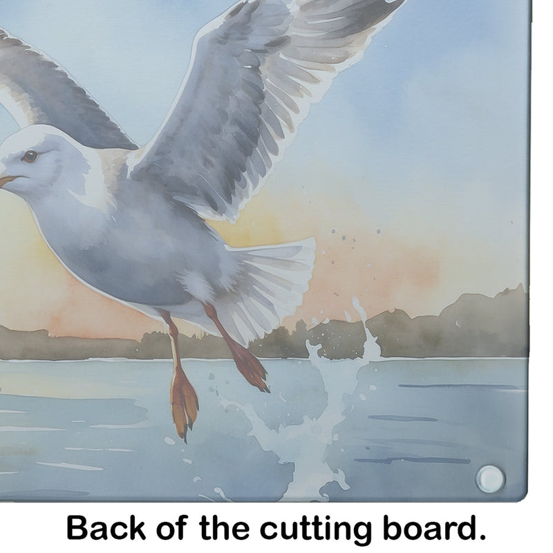 Gull Flying Low Glass Cutting Board