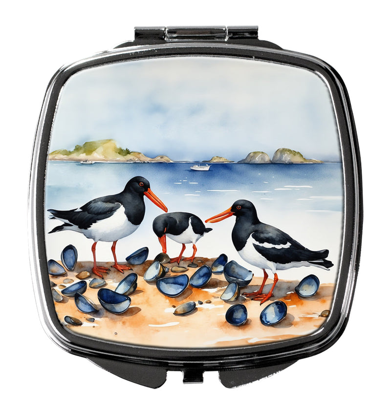 Oystercatchers Feeding Compact Mirror