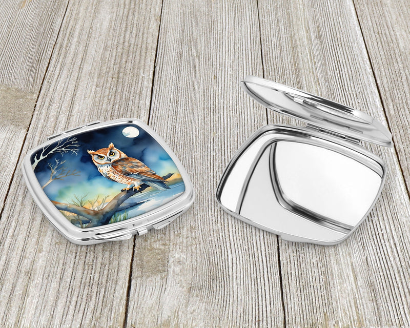 Owl Perched in Coastal Tree Compact Mirror