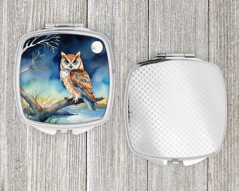 Owl Perched in Coastal Tree Compact Mirror