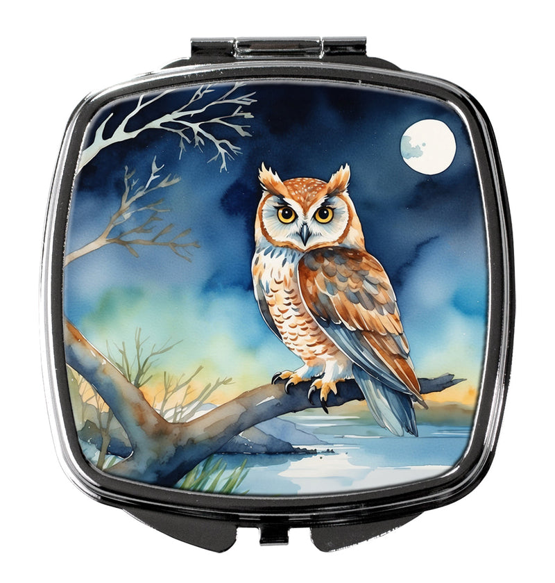 Owl Perched in Coastal Tree Compact Mirror