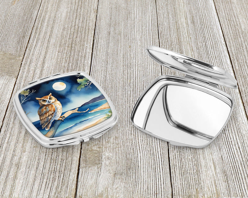 Owl Perched in Coastal Tree Compact Mirror