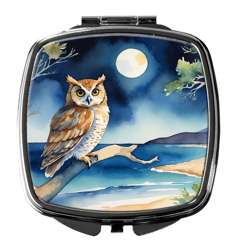 Owl Perched in Coastal Tree Compact Mirror