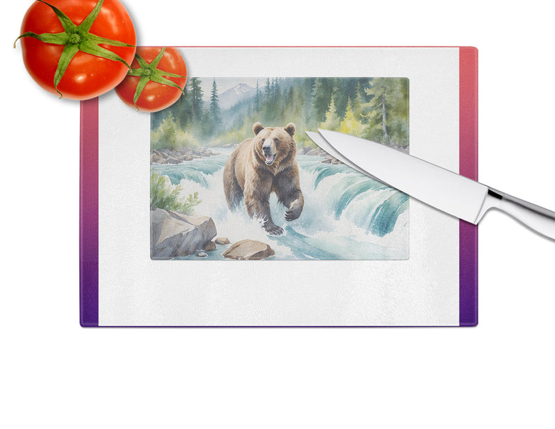 Alaskan Wilderness Grizzly Bear Glass Cutting Board