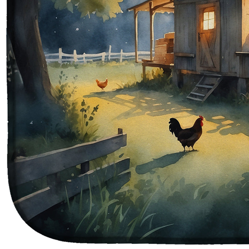 Chicken Coop at Dawn Dish Drying Mat