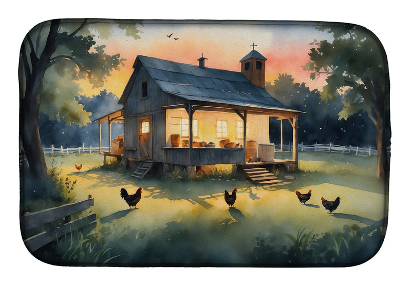 Chicken Coop at Dawn Dish Drying Mat