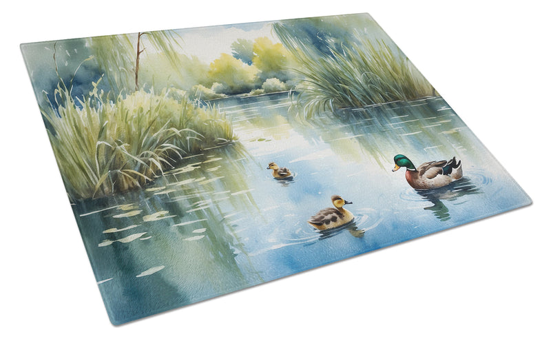 Ducks by the Pond Glass Cutting Board