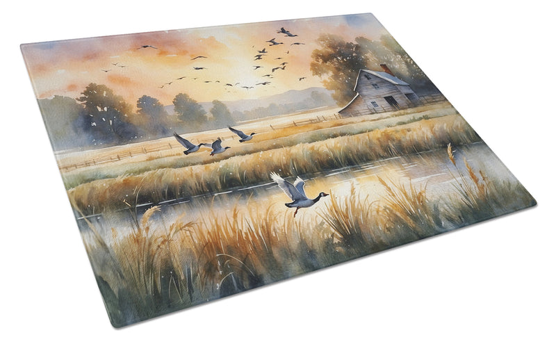 Geese in Flight Glass Cutting Board