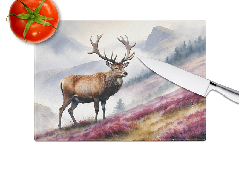 Highland Red Deer Glass Cutting Board