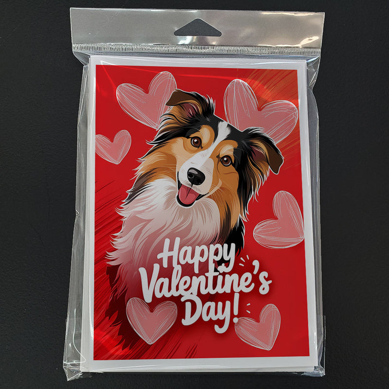 Sheltie Happy Valentine's Day Greeting Cards Pack of 8