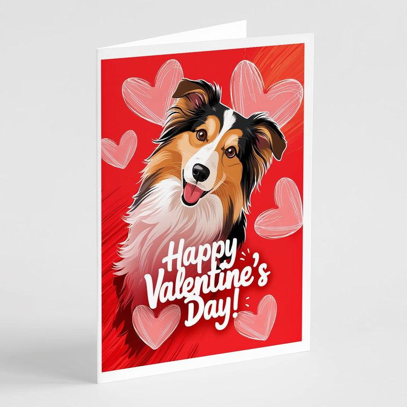 Sheltie Happy Valentine's Day Greeting Cards Pack of 8