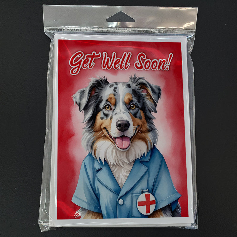 Australian Shepherd Get Well Soon Greeting Cards Pack of 8