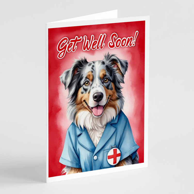 Australian Shepherd Get Well Soon Greeting Cards Pack of 8