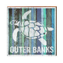 Outer Banks Sea Turtle Blue Boards | Real Wood Art Print