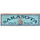 Sarasota Sand Dollar Blue Latitude Longitude | Wall Art Print on Real Wood
