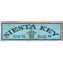 Siesta Key Sea Turtle Blue Latitude Longitude | Wall Art Print on Real Wood