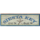 Siesta Key Starfish Blue/Yellow Latitude Longitude | Wall Art Print on Real Wood