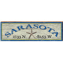 Sarasota Starfish Blue/Yellow Latitude Longitude | Wall Art Print on Real Wood