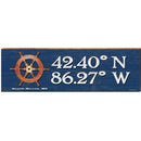 South Haven, MI Boat Wheel Navy Latitude Longitude | Wall Art Print on Real Wood