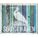 South Haven Heron Coastal Blue Boards | Wall Art Print on Real Wood