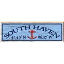 South Haven, Michigan Anchor Latitude Longitude Wooden Sign | Wall Art Print on Real Wood